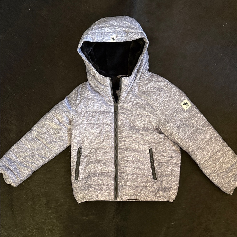 Gray Abercrombie & Kids Hooded, Faux Fur Lined, Boy’s Puffer Jacket. Like new.